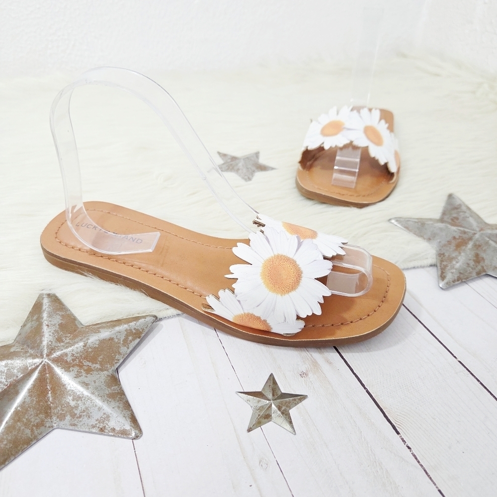 Lucky Brand Bellissa Daisy Slide Sandalswhite Floral Crown Size 7.5